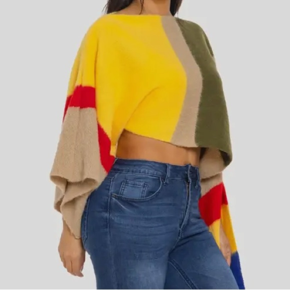 Colorful Asymmetrical Poncho - Picture 4 of 4